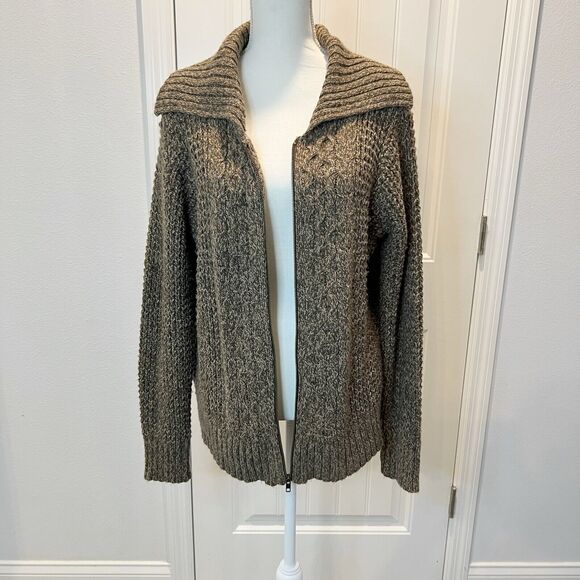 St. John's Bay Women's Knit Sweater Size XL Chunky Zip Front Long Sleeves Brown - Picture 3 of 13